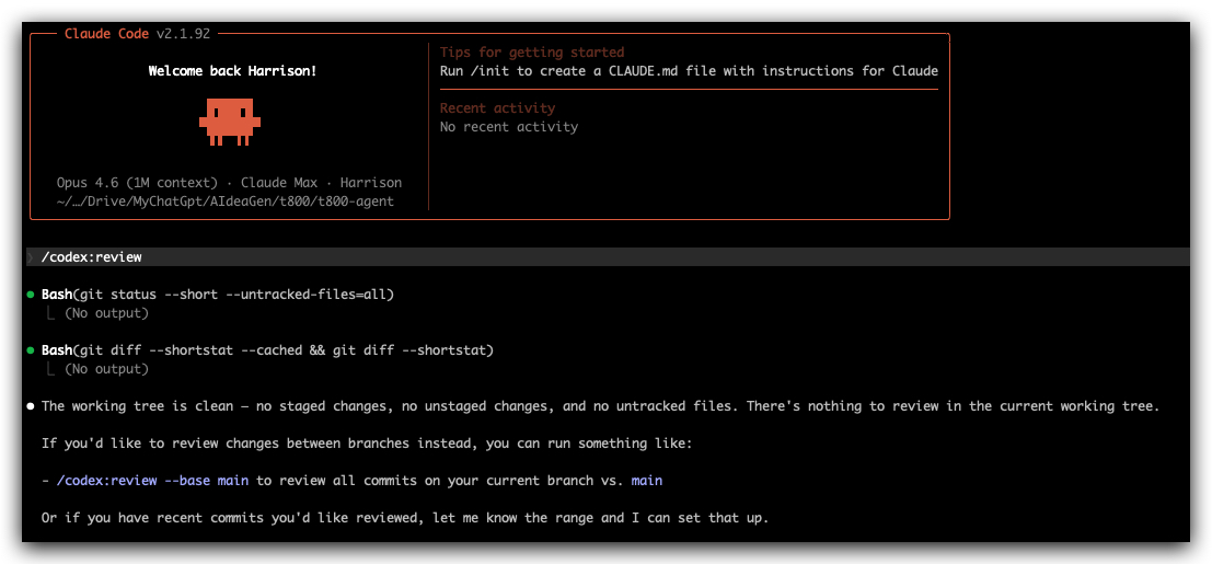 Codex review — checking git working tree for code review