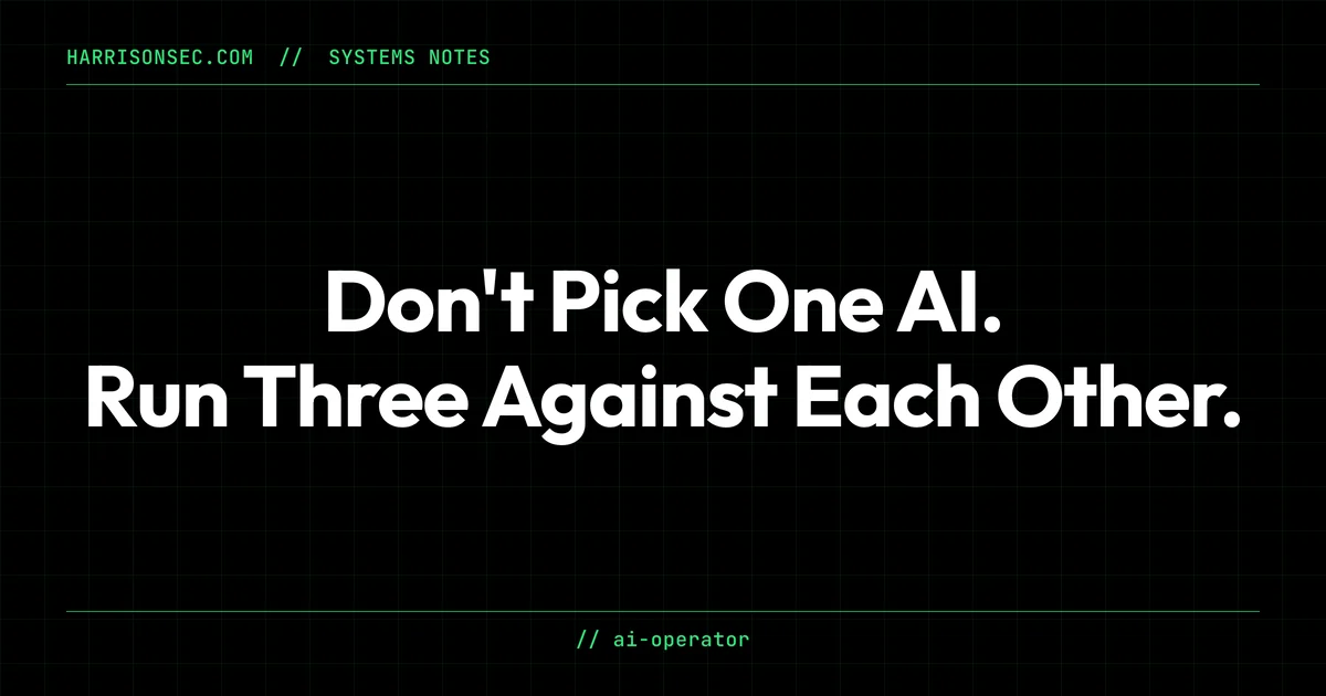 Don't Pick One AI. Run Three Against Each Other.