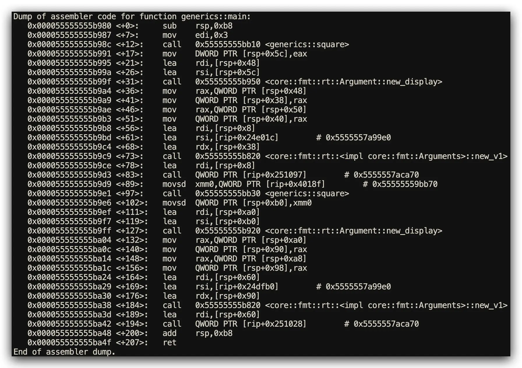 Rust generics monomorphization