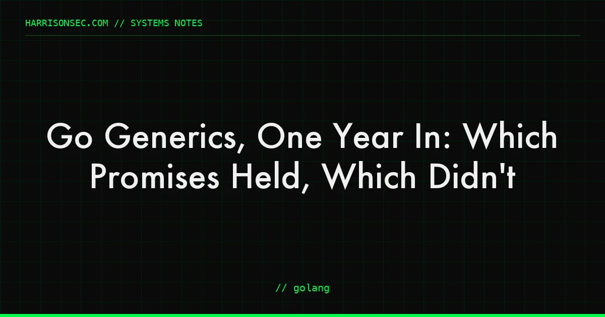Go Generics, One Year In: Which Promises Held, Which Didn't
