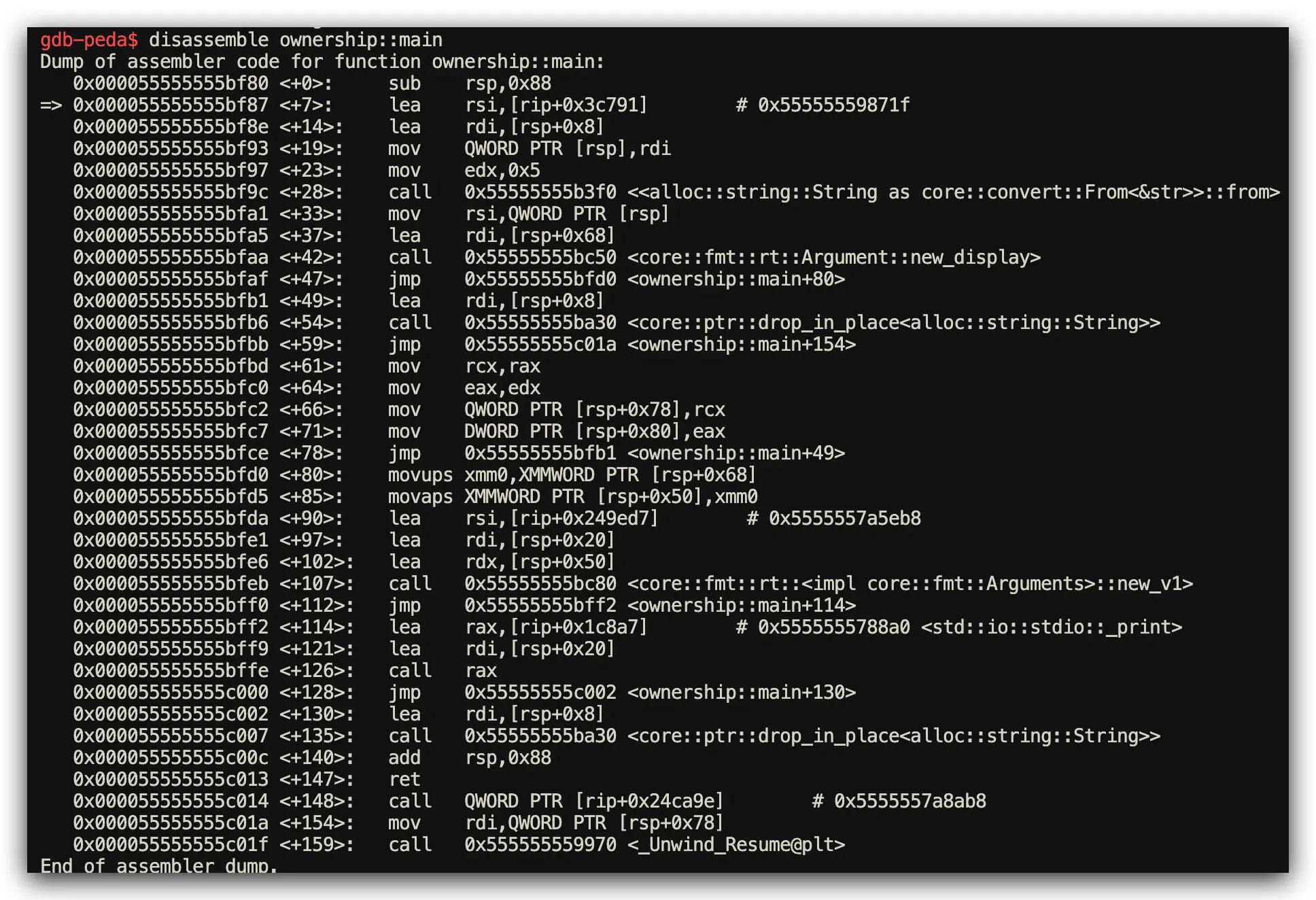Rust automatic memory management