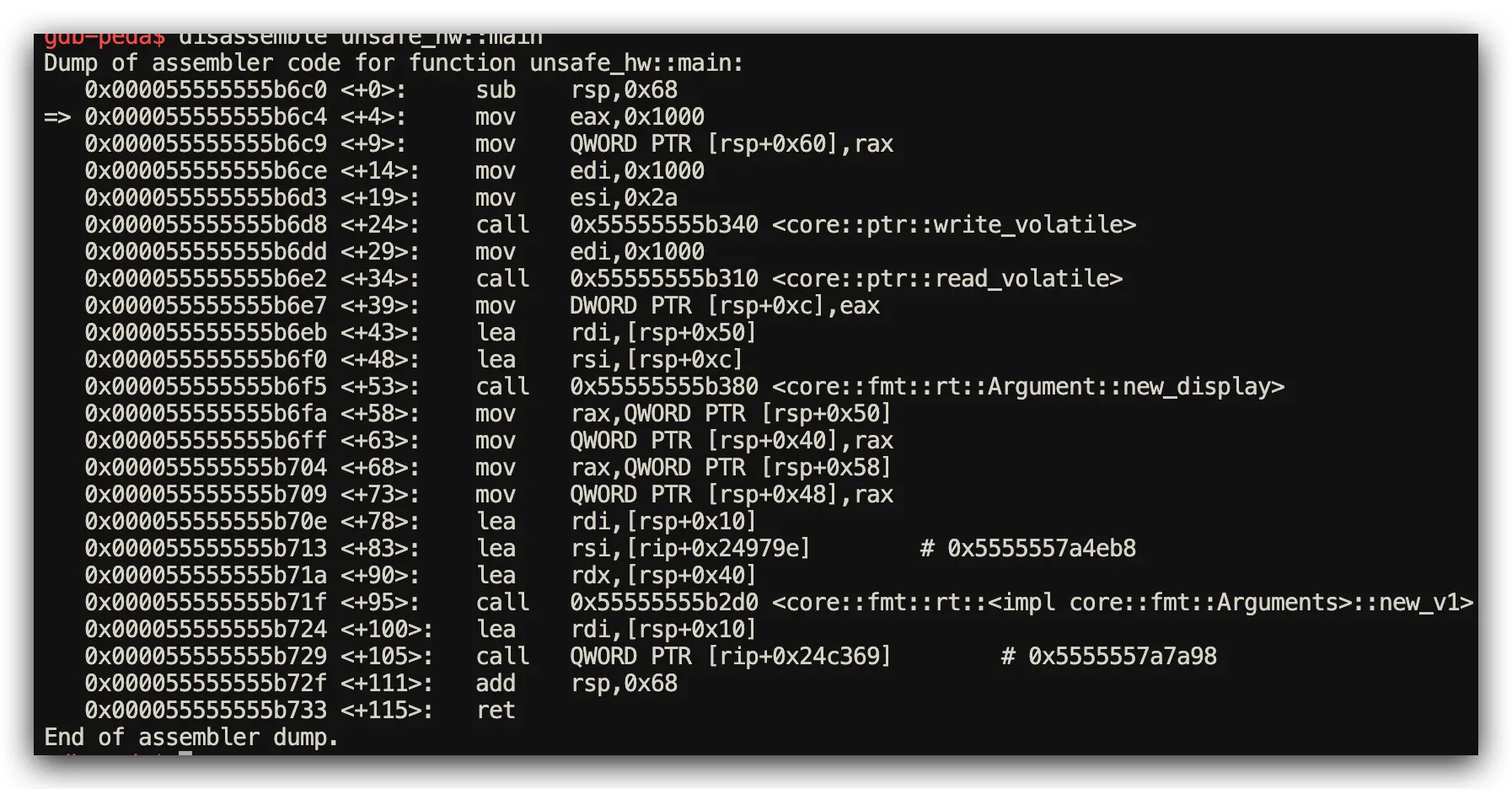 Rust unsafe operations
